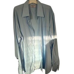 Berlioni Italy Mens Dress Shirt Long Sleeve Blue Button Up 17 1/2 36/37